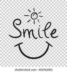 Smile text vector icon. Hand drawn illustration on isolated background.