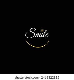 Smile Text vector on dark BG lettering vector illustration.