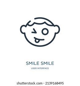 smile smile thin line icon. smile, face linear icons from user interface concept isolated outline sign. Vector illustration symbol element for web design and apps.