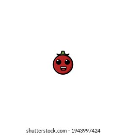 Smile Tomato Cartoon Character Vector Illustration Design. Cute, Fun, And Funny Style. Recomended For Vegetable Shop Logo Mascot.