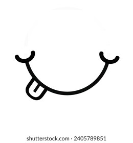 Smile with tongue icon in flat style.  Vector illustration.
