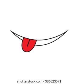 Smile with tongue. Smile icon isolated on white background. Vector illustration.