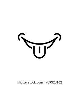 smile tongue of mouth, line sign, icon vector