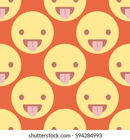 Smile with tongue. Seamless vector pattern