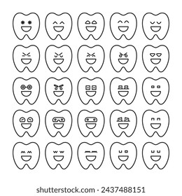 smile tooth emoticons set vector illustration