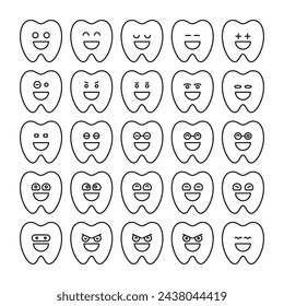 Smile Tooth Emoticons Set Vektor-Illustration