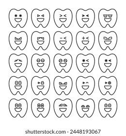 smile tooth emoticons set vector illustration
