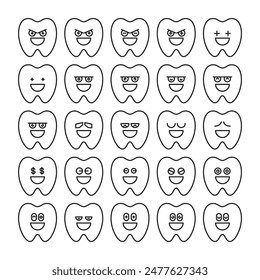 smile tooth emoticons set vector illustration