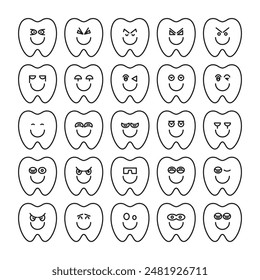 smile tooth emoticons set vector illustration