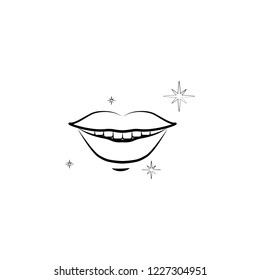 smile, tooth, lips icon. Element of dantist for mobile concept and web apps illustration. Hand drawn icon for website design and development, app development