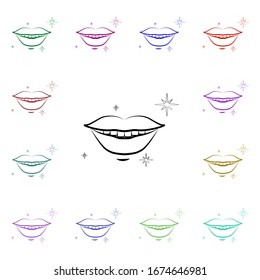 Smile, tooth, lips multi color style icon. Simple thin line, outline vector of dentist icons for ui and ux, website or mobile application