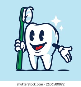 Smile Tooth Vector Cartoon Character