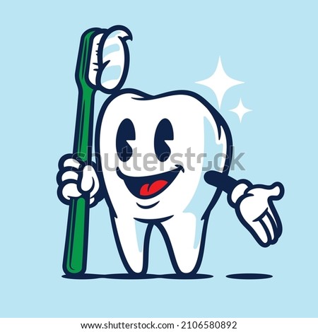Smile Tooth Vector Cartoon Character