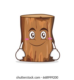 Smile tree trunk character cartoon vector illustration