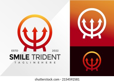 Smile Trident Modern Logo Design Vector illustration template