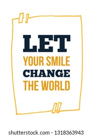 Smile Typography design template on yellow backdrop. Vector background texture.