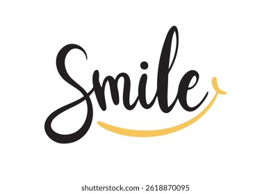 Smile typography text slogan logo. lettering with smile line. Vector illustration