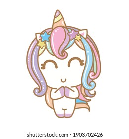 Smile Unicorn Character cartoon, illustration.