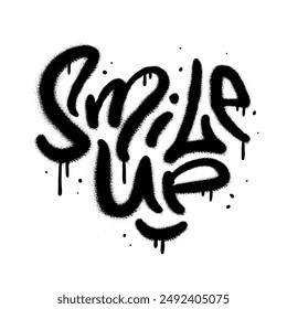 Smile up - urban graffiti word sprayed in black over white. Spray textured vector illustration.