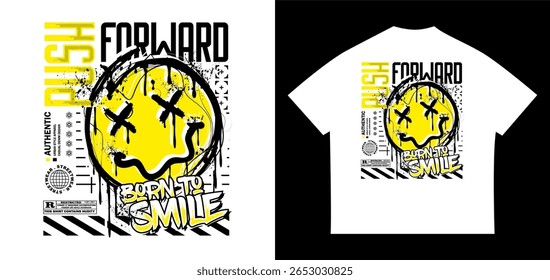sorriso ilustração gráfica urbana, perfeito para design de camiseta, vestuário, estampas de moda de rua, mercadorias e muito mais