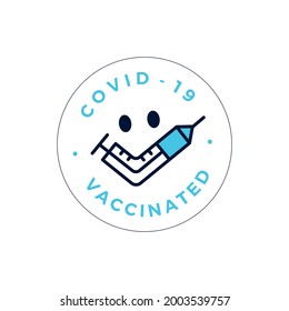 smile vaccine check i have got vaccinated covid 19 logo vector icon illustration