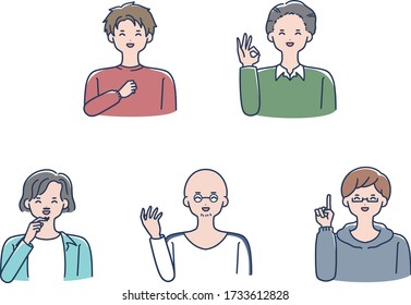 Smile various men vector set