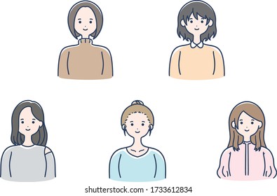 Smile various women vector set