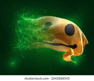 Smile, vector 3d flag on green background and numbers