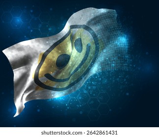 Smile, vector 3d flag virtual triangular polygons on a blue background