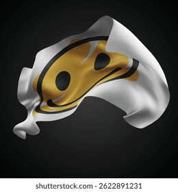 Smile, vector 3d flag with waves on a black background