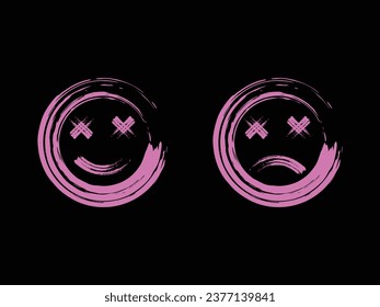 Smile Vector Brush. Street wear design inspiration. Retro futuristic design for apparel, clothing, and poster