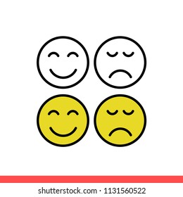 Smile vector icon, happy and sad symbol. Simple, flat design for web or mobile app