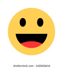 Smile vector icon. Happy smiling face emoticon icon in flat style. Yellow symbol on the white background.