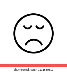 Smile vector icon, sad symbol. Simple, flat design for web or mobile app