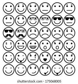 smile vector icons, different emotions