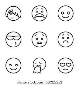 smile vector icons. Set of 9 smile outline icons such as smiling emot