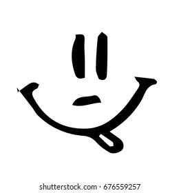 Smile vector illustration on white background. Doodle style. Design icon, print, logo, poster, symbol, decor, textile, paper, card. 