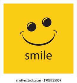 Smile vector image logo and symbol illustration design template in yellow background