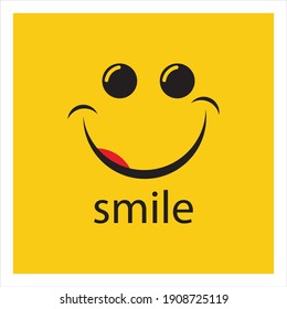 Smile vector image logo and symbol illustration design template in yellow background