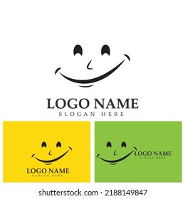 Smile vector image logo and symbol illustration design template in yellow background