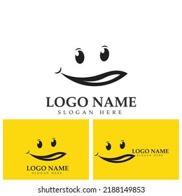 Smile vector image logo and symbol illustration design template in yellow background