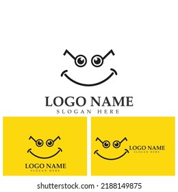 Smile vector image logo and symbol illustration design template in yellow background