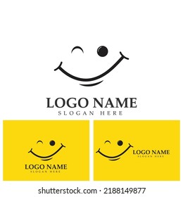 Smile vector image logo and symbol illustration design template in yellow background