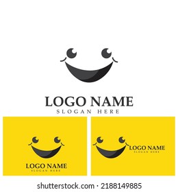 Logo de imagen vectorial de sonrisa y plantilla de diseño de ilustración de símbolo en fondo amarillo