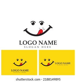 Logo de imagen vectorial de sonrisa y plantilla de diseño de ilustración de símbolo en fondo amarillo