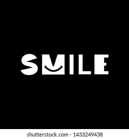 SMILE - vector inscription. Simple words illustration. T-shirt print, banner or poster design. Hand written  lettering. Positive joy message. Colorful typography banner. Vector EPS 10