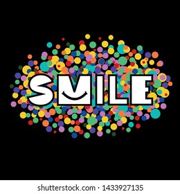 SMILE - vector inscription. Simple words illustration. T-shirt print, banner or poster design. Hand written  lettering. Positive joy message. Colorful typography banner. Vector EPS 10