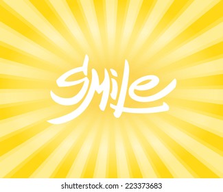Smile vector lettering.Retro decorative text on background