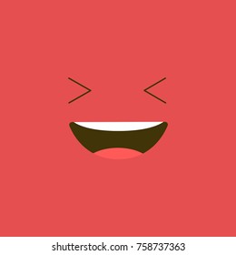 Smile vector on red background. Face smile icon.For print, icon, logo, poster, symbol, design, decor, textile, paper, card, invitation, holiday. Eps10.