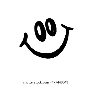 Smile vector on white background. Face doodle style art. Isolated line simple illustration. For print, icon, logo, poster, symbol, design, decor, textile, paper, card, invitation, holiday. Eps10.
